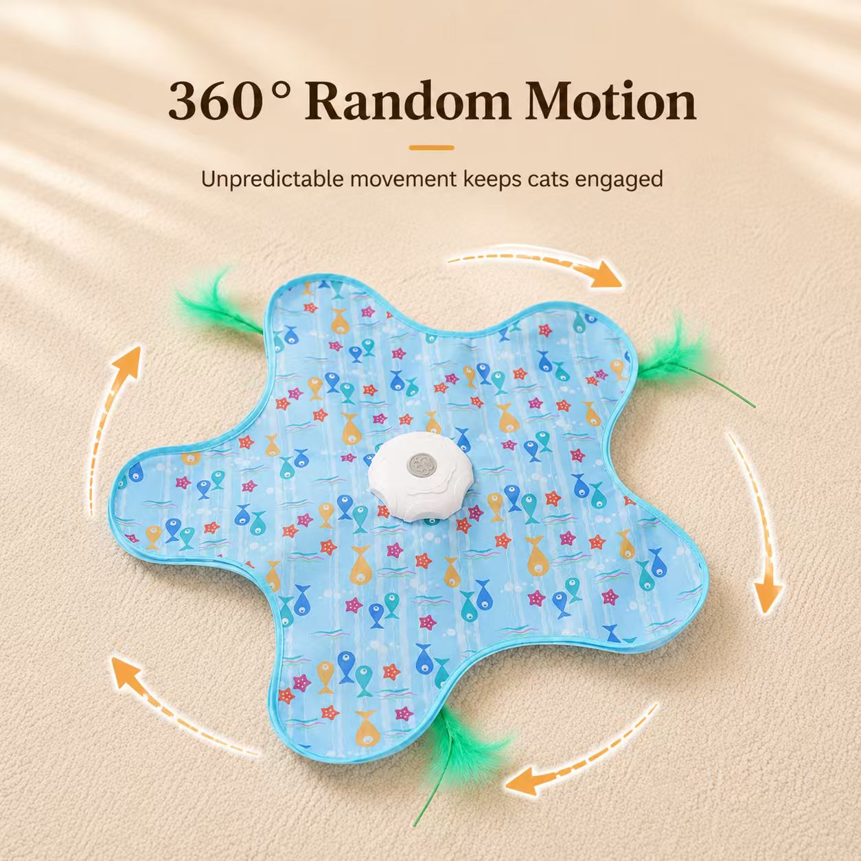 Automatic Starfish Interactive Cat Toy Mat with Feather