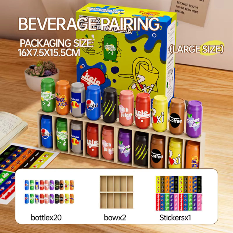 Kids Beverage Can Matching Wooden Game, Interactive Social Educational Sorting Toy