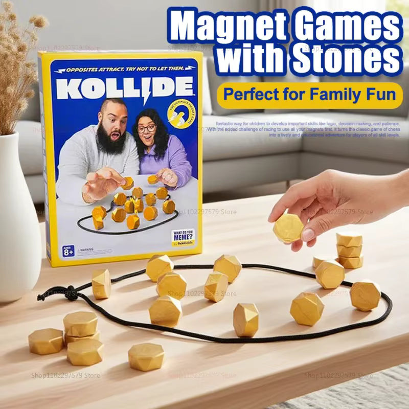 Magnetic Stones Collide Strategy Game, Family Tabletop Magnet Racing Board Game