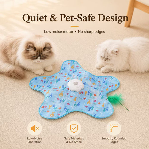 Automatic Starfish Interactive Cat Toy Mat with Feather
