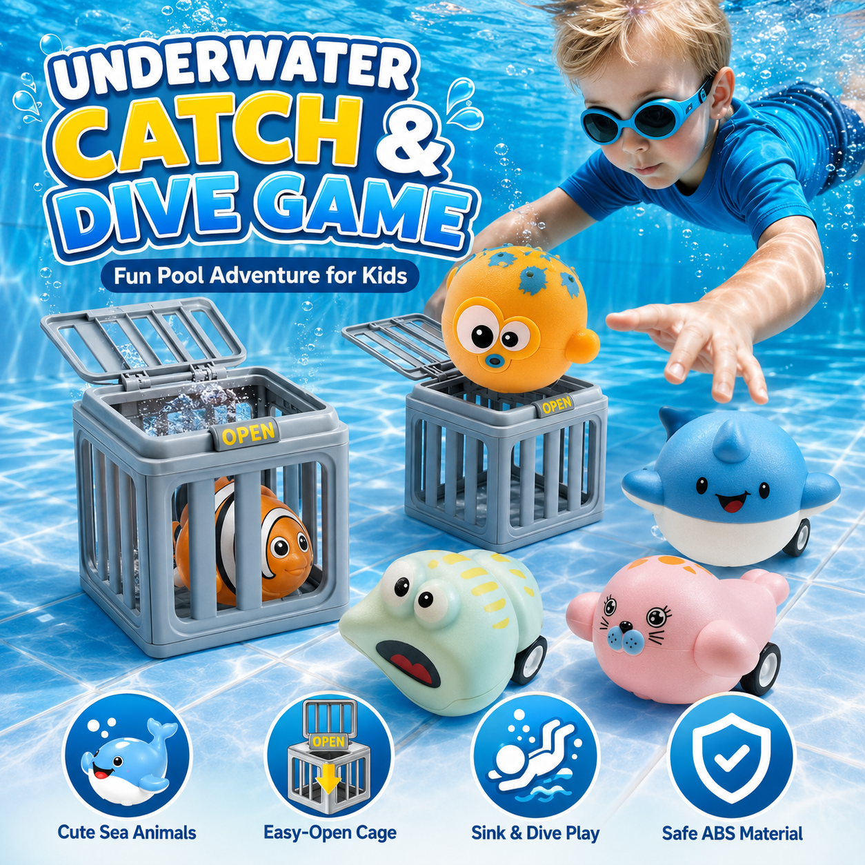 Pool Catch Cage Dive Game Set