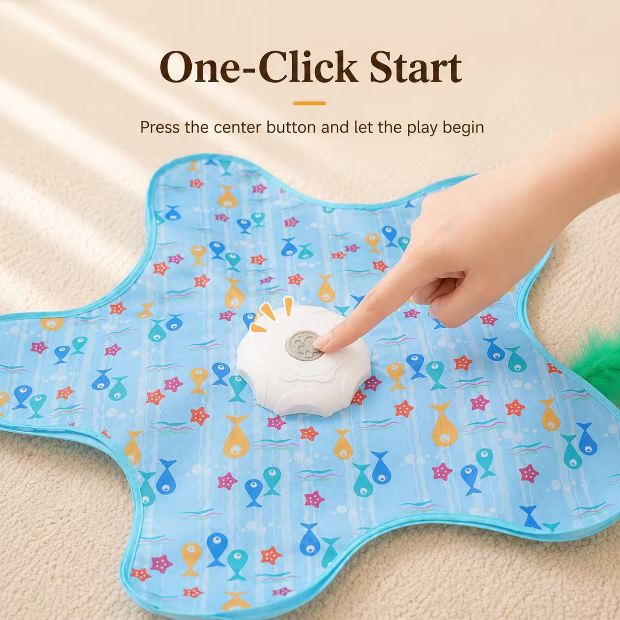 Automatic Starfish Interactive Cat Toy Mat with Feather