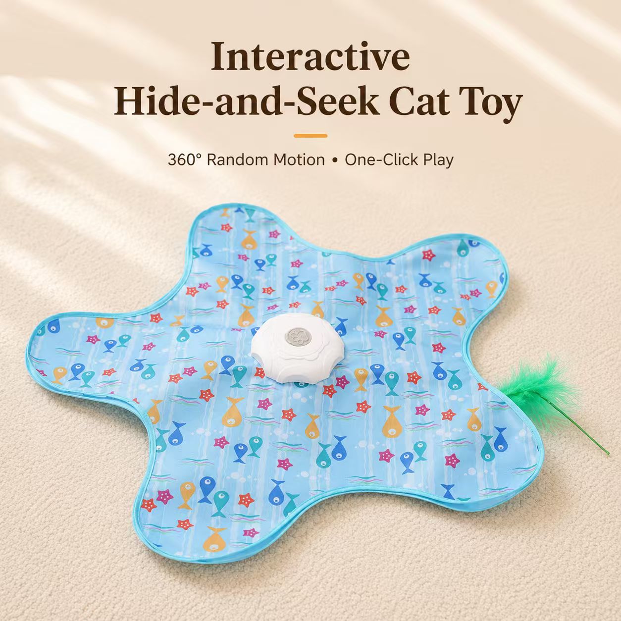 Automatic Starfish Interactive Cat Toy Mat with Feather